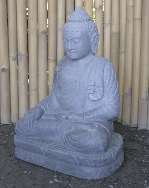 Artikelbild 3 des Artikels “Sitzender Buddha aus Flussstein in Bhumisparsha - Geste des Berührens der Erde. Höhe 61 cm. “